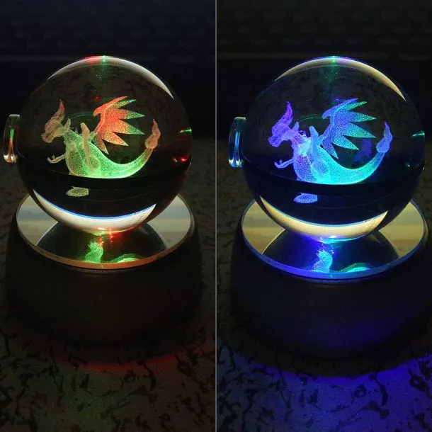 Charizard Glurak Crystal Pokemon Go Ball Mit 3D Effekt