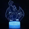 3D Illusion Glurak Charizard Nachttischlampe Mit Fernbedienung Und Farbwechsel Nachtlicht
