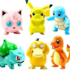 6Er Set Pokemon Figuren: Pikachu, Pummeluff, Schiggy, Bisasam, Enton Und Glumanda