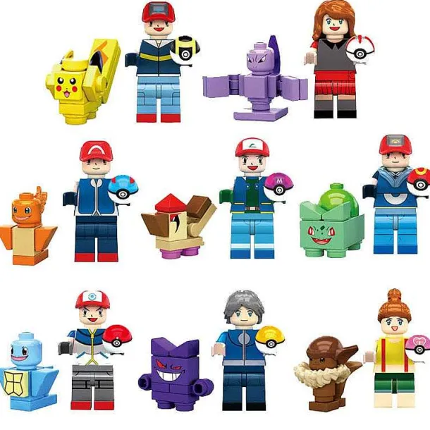8Er Set Pokemon Go Trainer & Pokemon Baustein Figuren