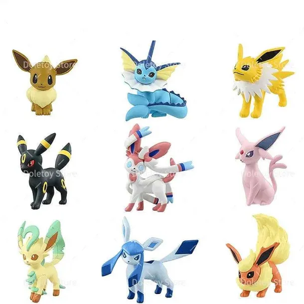 Evoli, Aquana, Blitza, Flamara, Psiana, Nachtara, Folipurba, Glaziola, Feelinara Figuren