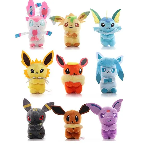 Evoli Entwicklungen Kuscheltiere Im 9Er Set (Ca. 11Cm) Mit Evoli,Feelinare, Blitza, Nachtara Etc.