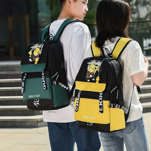 Groser Pokemon Schulrucksack Mit Usb Ladebuchse Im Pikachu Look