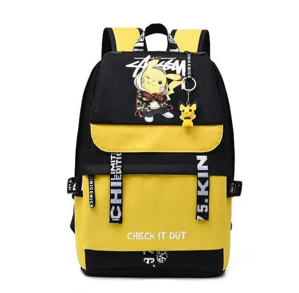Groser Pokemon Schulrucksack Mit Usb Ladebuchse Im Pikachu Look