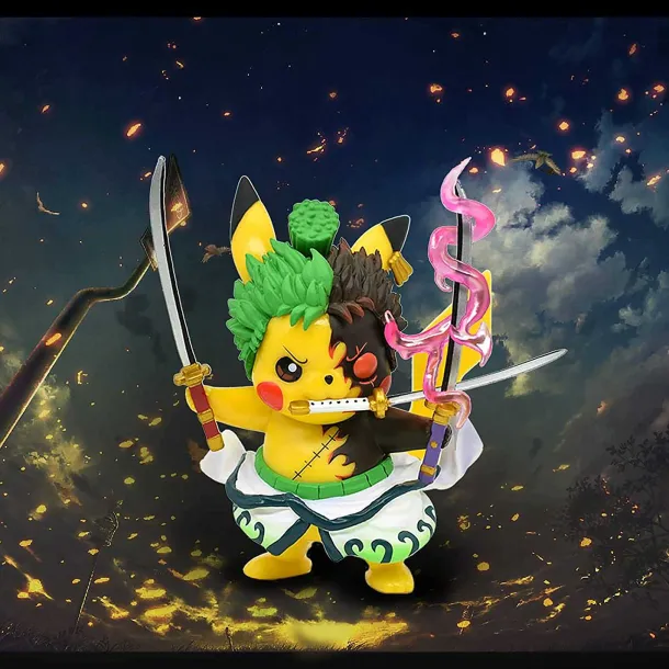 Pikachu Anime Kawaii Cosplay Roronoa Zoro Pokemon Figur (Ca. 10Cm)