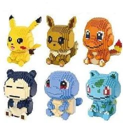Pikachu, Glumanda, Schiggy, Relaxo Oder Evoli Bausteine Set Pokemon