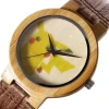 Pikachu Pokemon Bambus Holz Armbanduhr