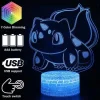 Pocket Monster Bisaknosp 3D Nachttischlampe Mit 16 Wechselnden Farben