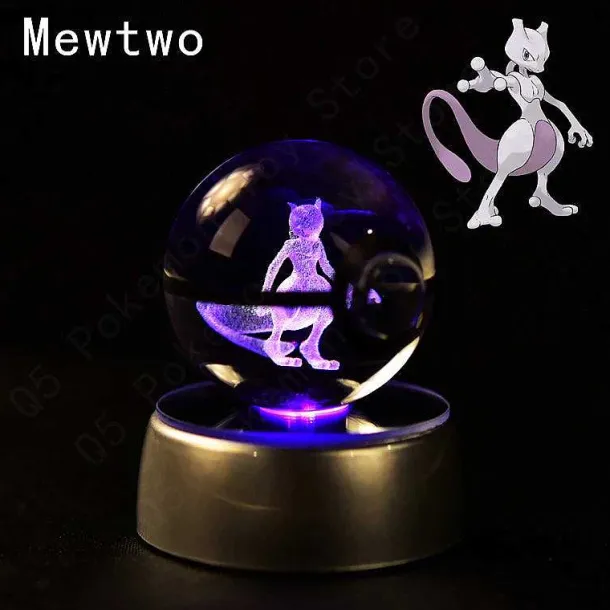 Pokemon 3D Krystal Ball Pikachu Gengar Mew Mewtwo Etc.