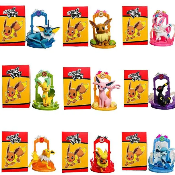 Pokemon Eeveelution Figuren Set (9 Stk.) Evoli, Sylveon Espeon Glaceon Leafeon Etc.