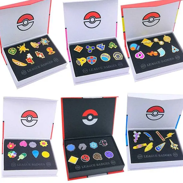 Pokemon Gym Badges Kanto, Johto, Hoenn, Sinnoh, Unova, Kalos (6 Varianten)