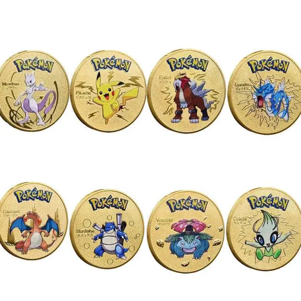 Pokemon Munzen Mit Verschiedenen Pokemon Mewtu, Quajutsu, Pikachu Mew, Genesect U. A.