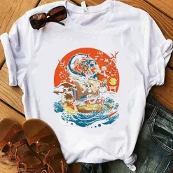Pokemon T-Shirt Fur Frauen / Madchen Snorlax Togepi Squirtle Japanese T-Shirt