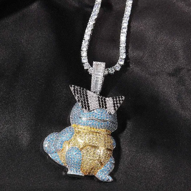 Schiggy Squritle - Stylishe Pokemon Hip Hop Hals Kette
