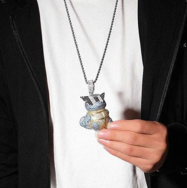 Schiggy Squritle - Stylishe Pokemon Hip Hop Hals Kette